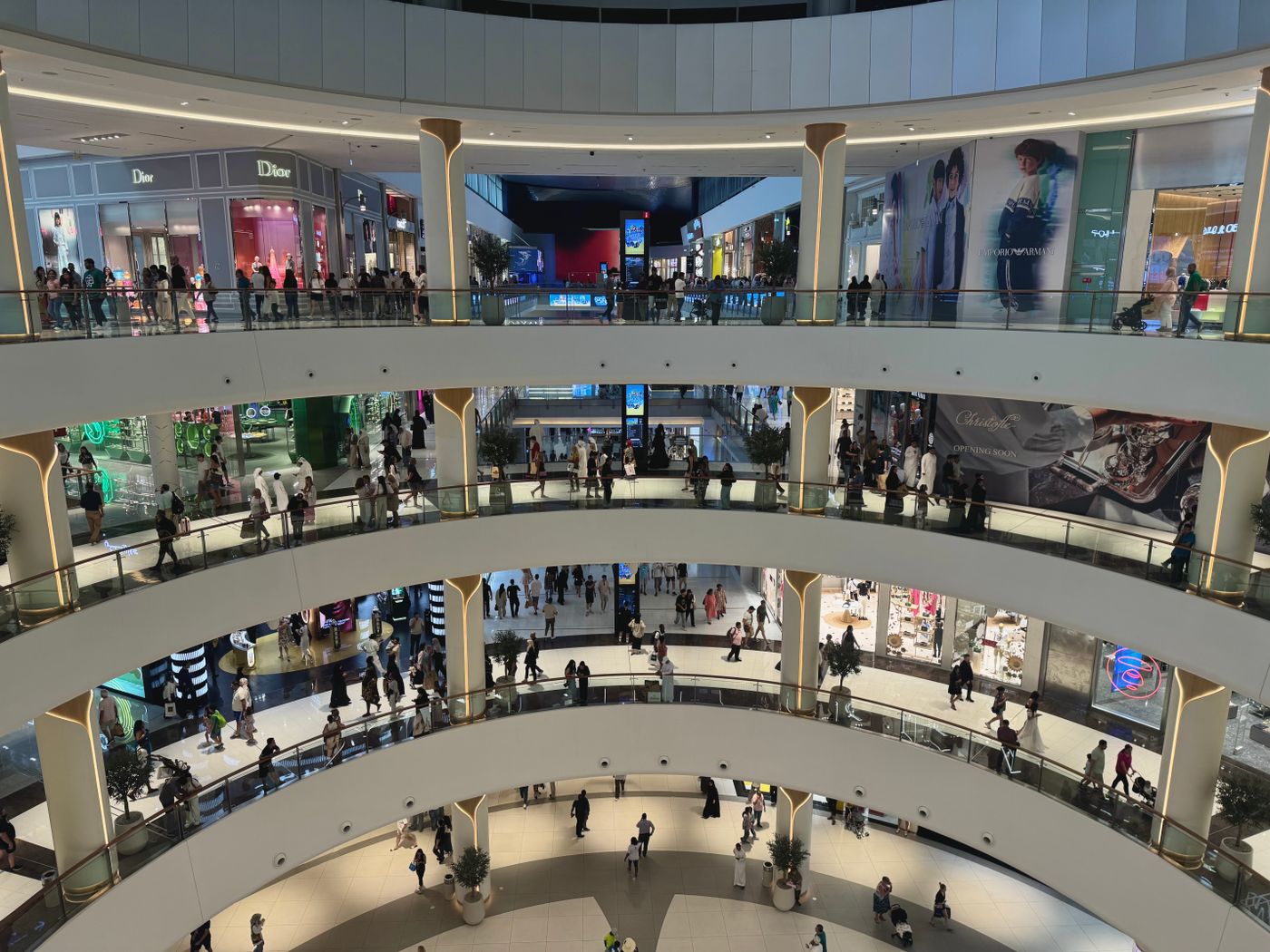 Wide view of the multi-level interior of Dubai Mall
